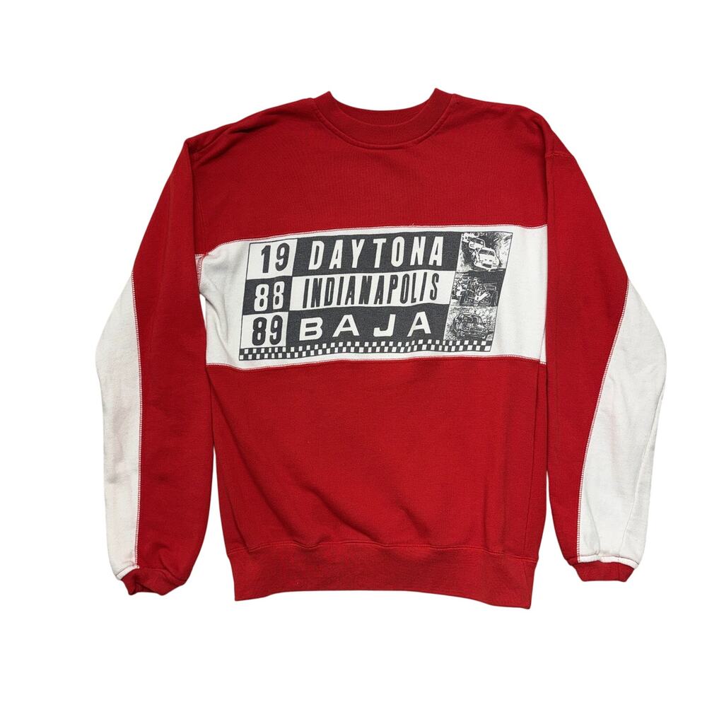 Vintage NASCAR Daytona Indianapolis Baja Sweatshirt XL Red Motor Racing Korea